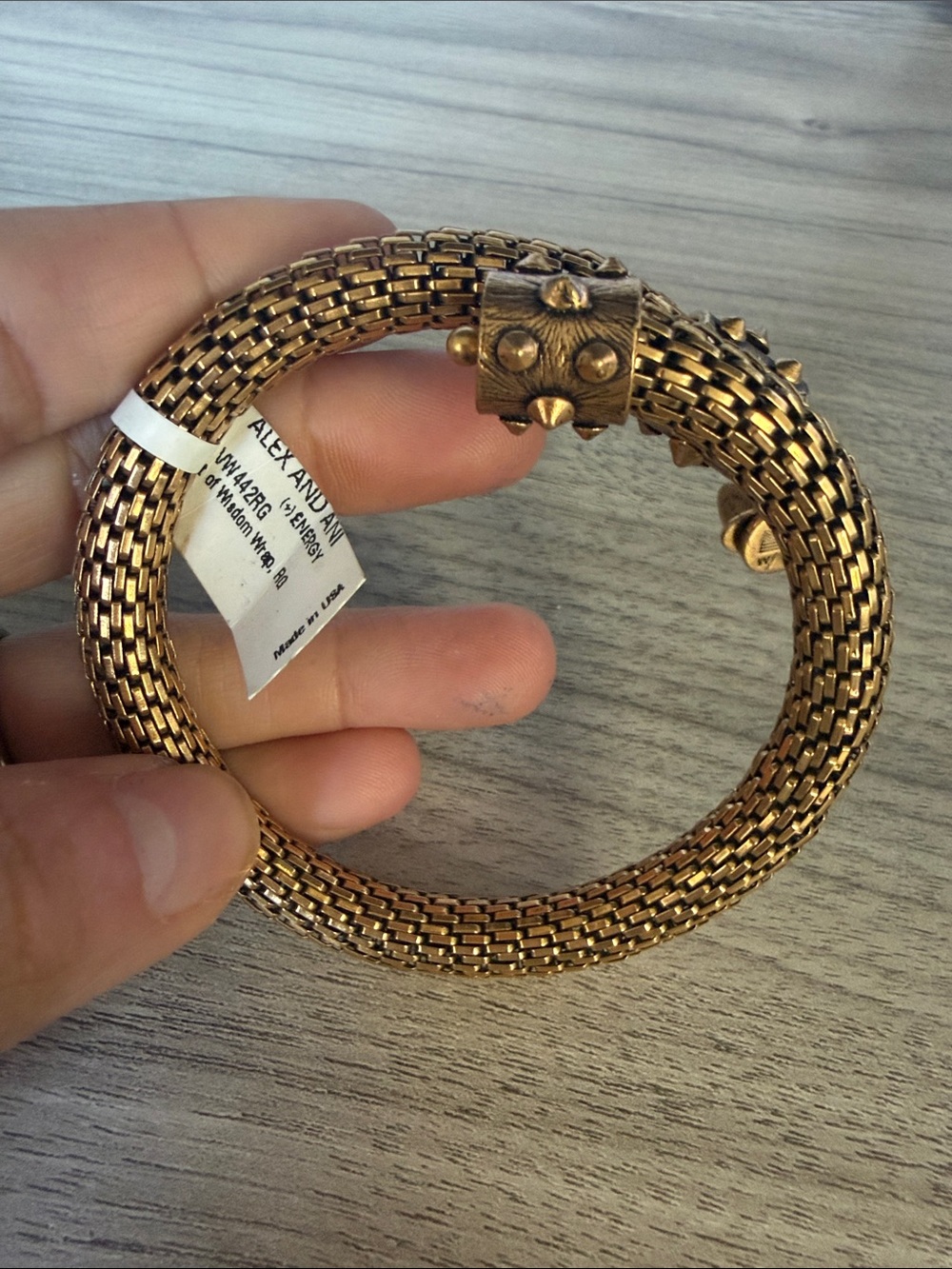 Alex and Ani Antique Gold Mesh Spike Cuff Bracelet
